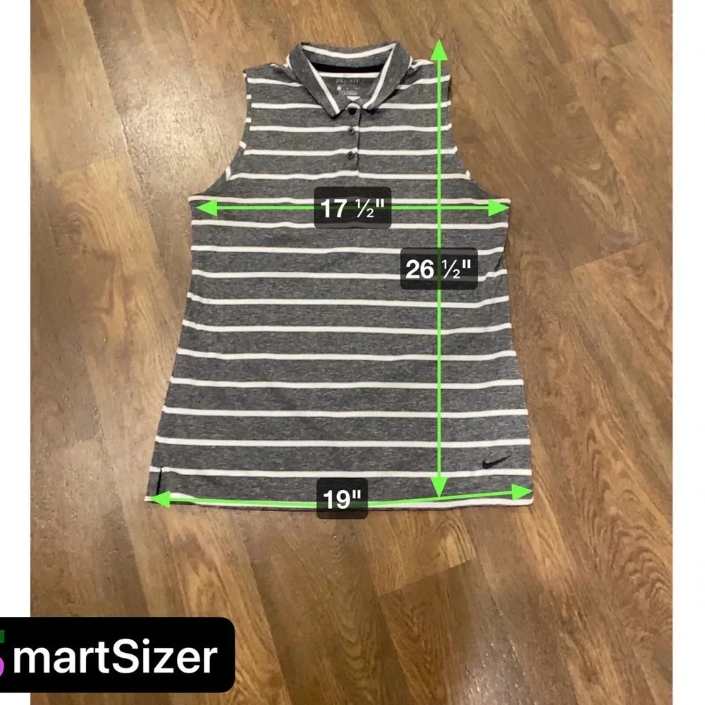 Nike Dri-Fit Gray & White Horizontal Striped Sleeveless Polo Top Women's Medium